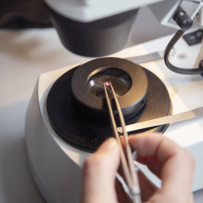 Image that shows a diamond in a lab setting